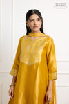 Mustard Yellow Banarasi Tissue Silk Kurta Set