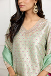 Pista Green Banarasi Silk Kurta Set