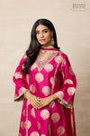 Fuchsia Pink Banarasi Silk Kurta Set