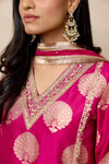 Fuchsia Pink Banarasi Silk Kurta Set