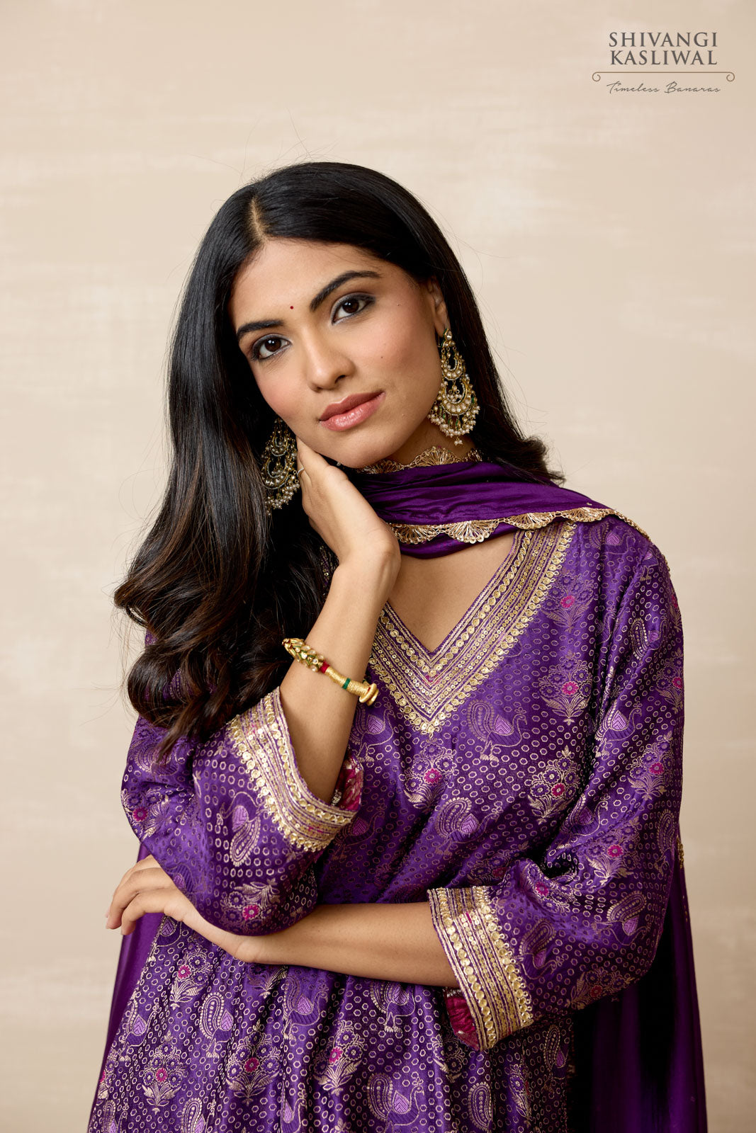 Purple Gajji Silk Kurta Set