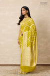 Mustard Green Handwoven Banarasi Georgette Saree