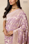 Lilac Handwoven Banarasi Georgette Saree