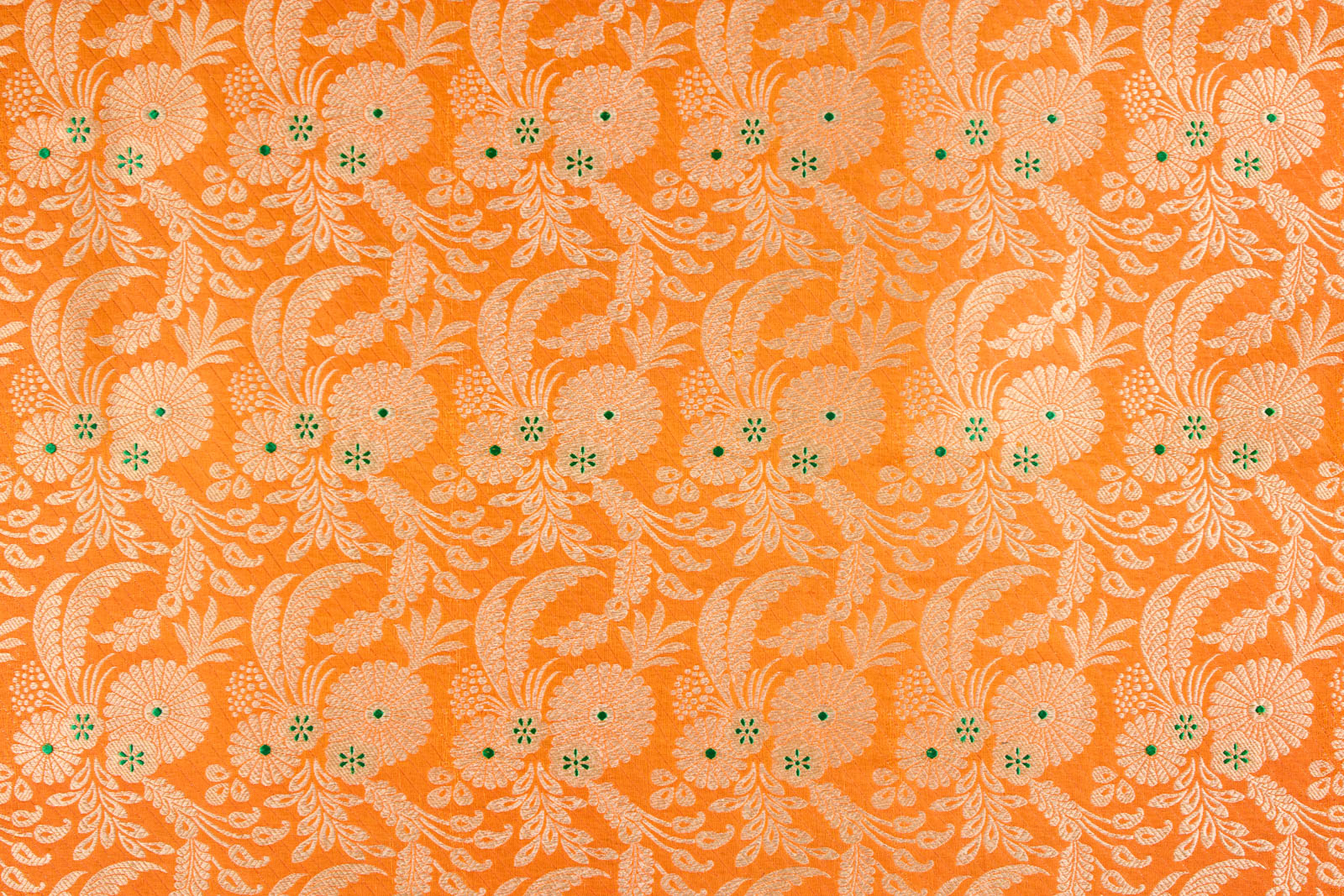 Orange Handwoven Banarasi Silk Fabric