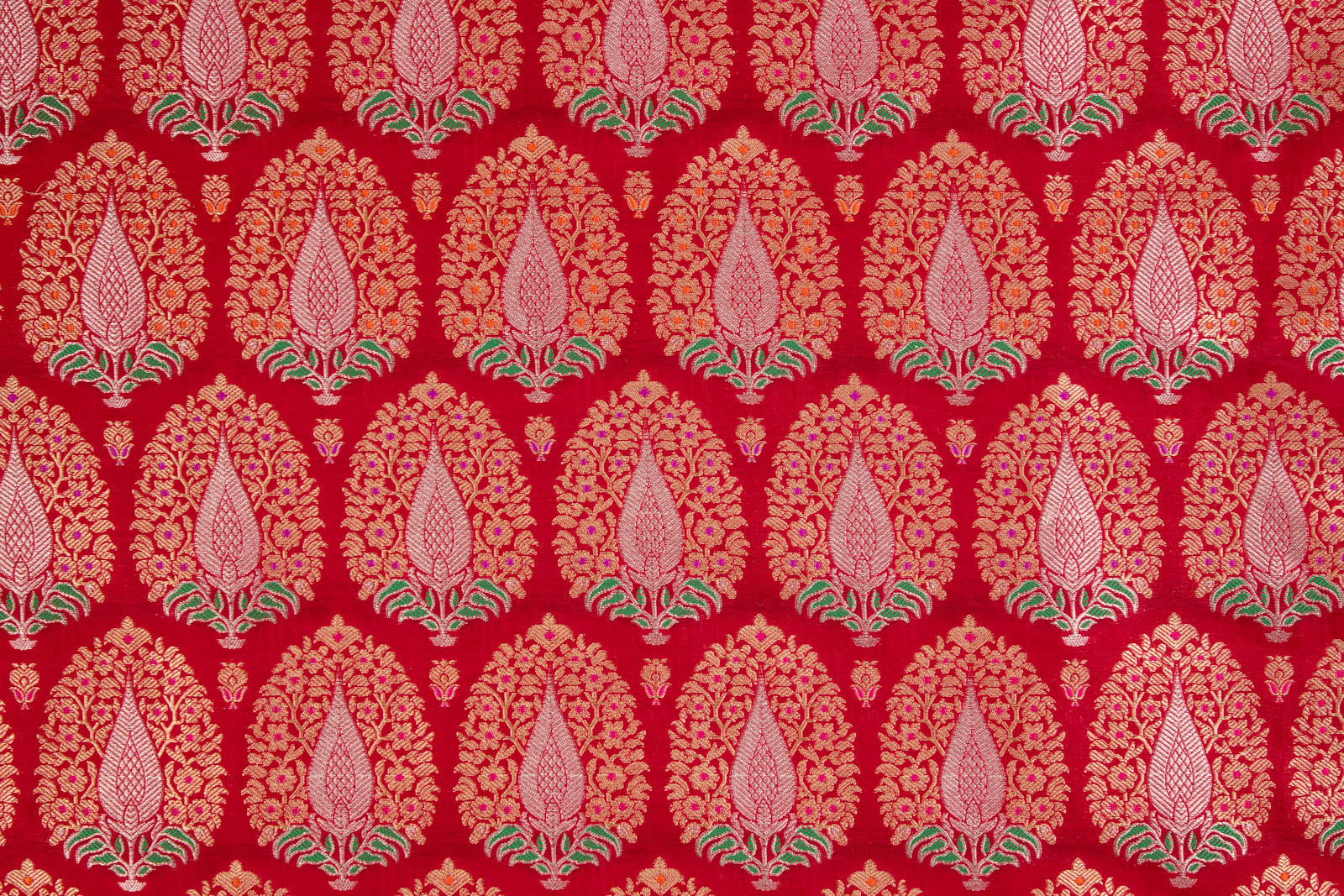 Red Handwoven Banarasi Silk Fabric