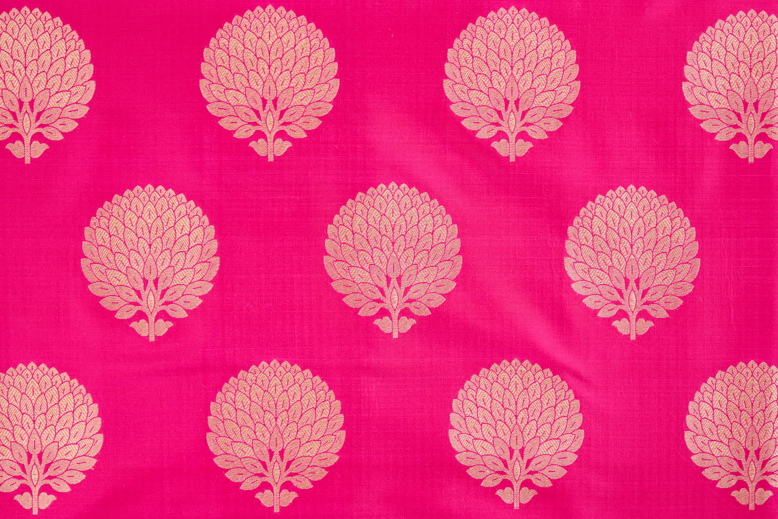 Fuchsia Pink Handwoven Banarasi Silk Fabric