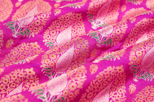 Rani Pink Handwoven Banarasi Silk Fabric