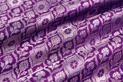 Purple Handwoven Banarasi Brocade Fabric