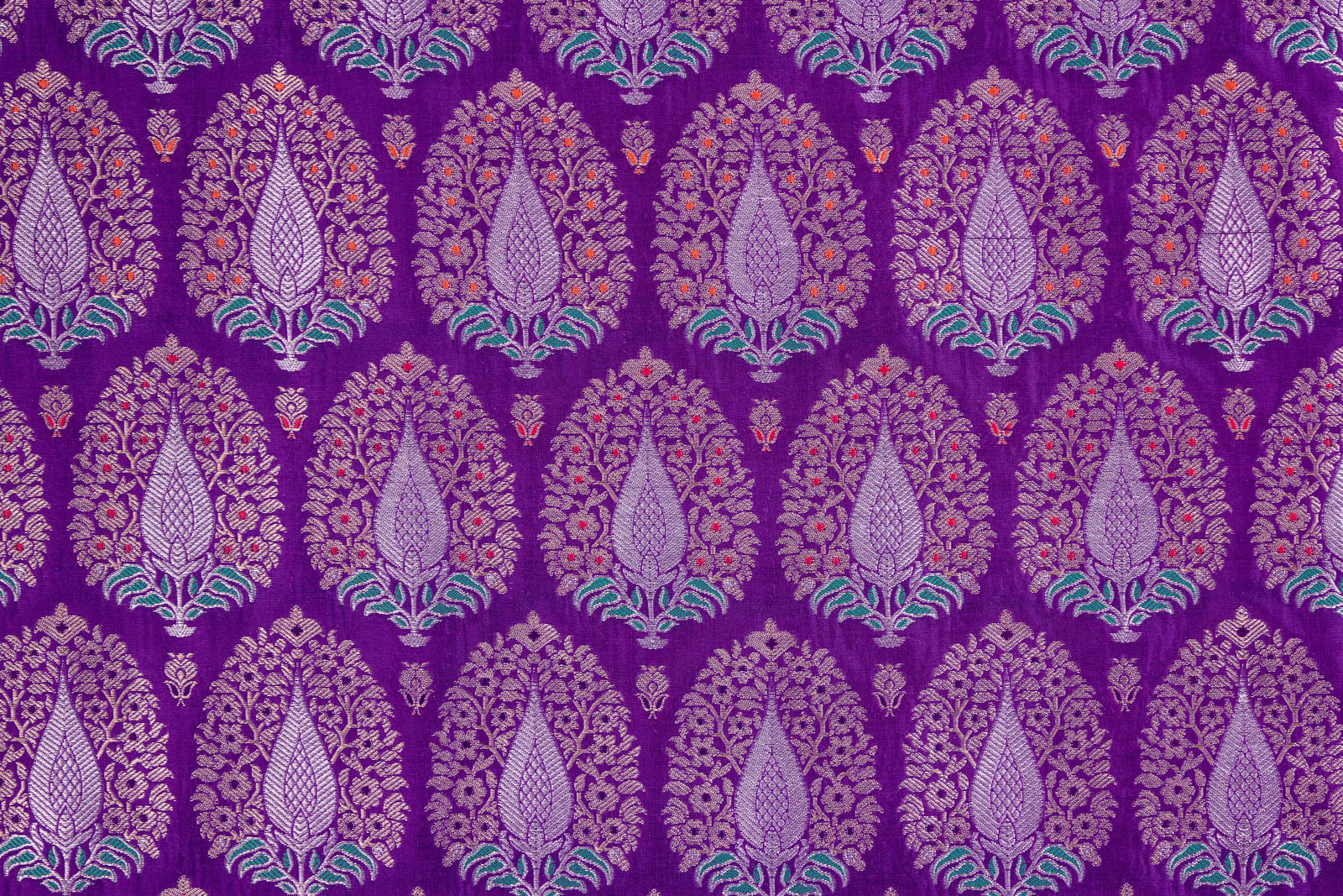 Purple Handwoven Banarasi Silk Fabric