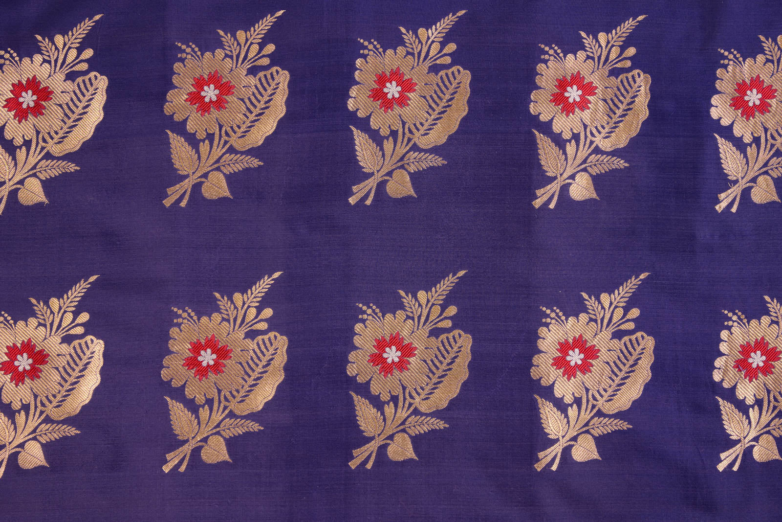 Navy Blue Handwoven Banarasi Silk Fabric