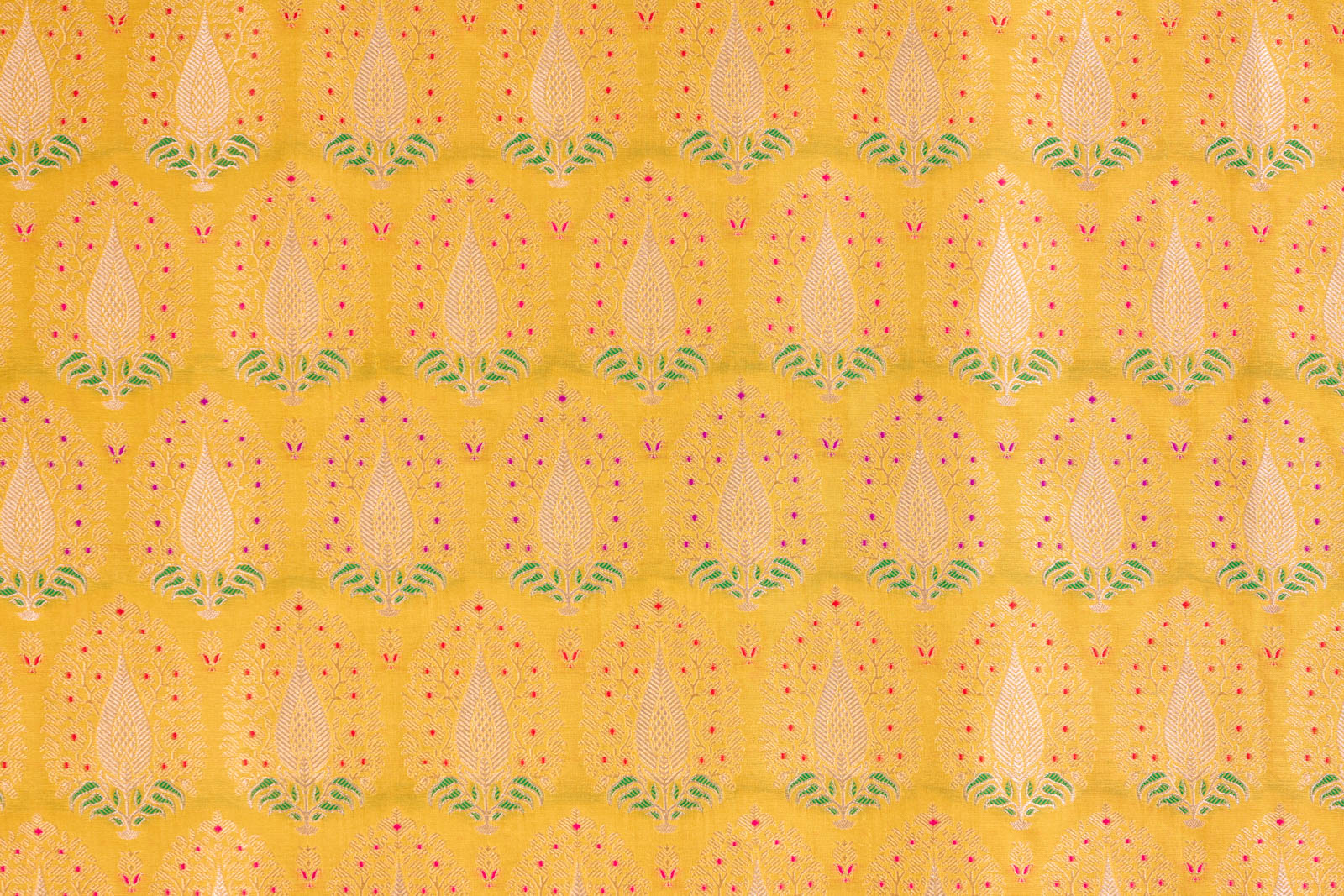 Yellow Handwoven Banarasi Silk Fabric