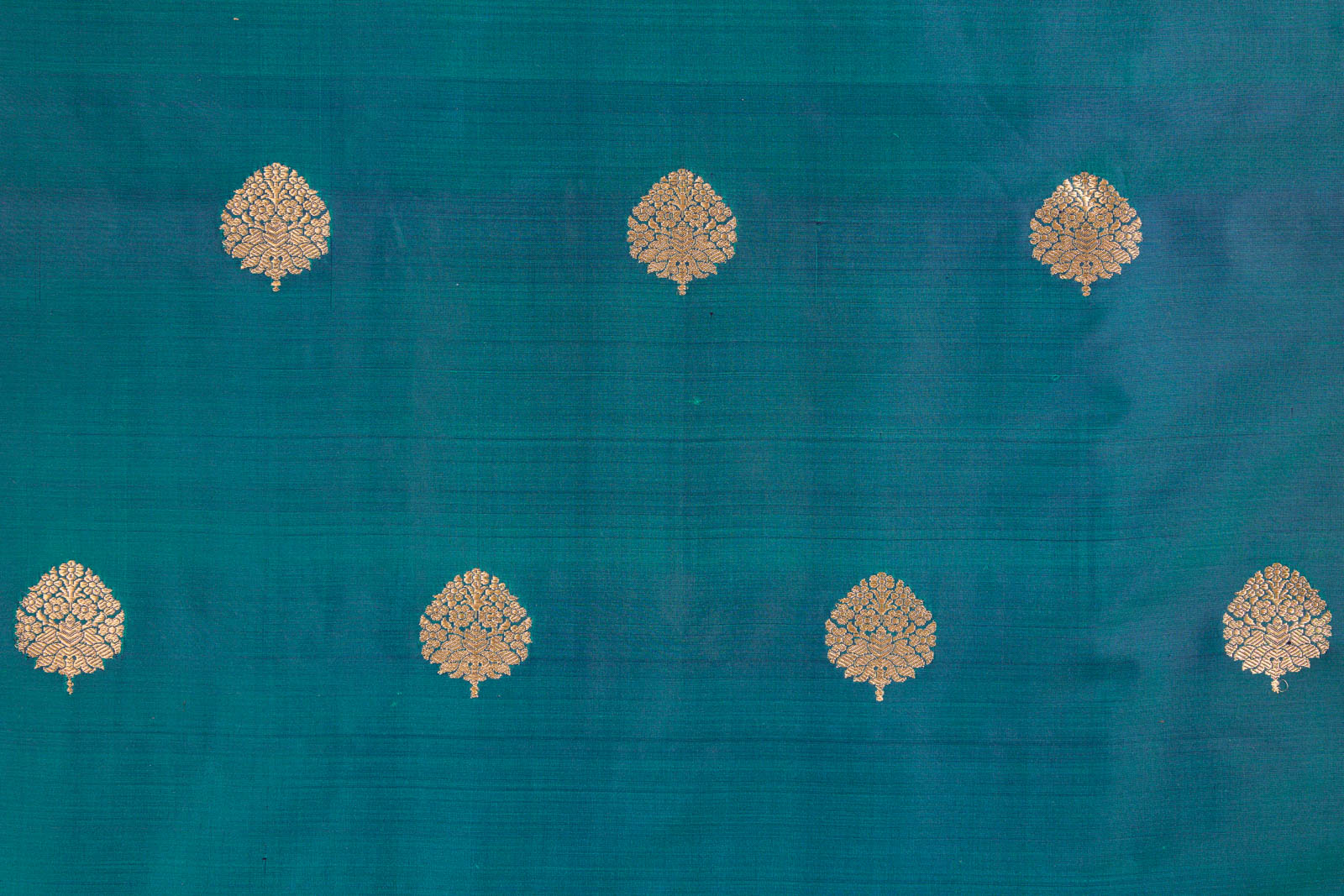 Peacock Blue Handwoven Banarasi Silk Fabric