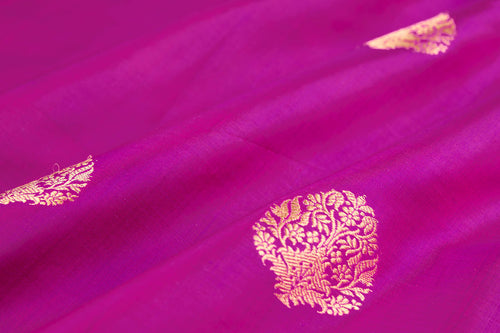 Magenta Pink Handwoven Banarasi Silk Fabric