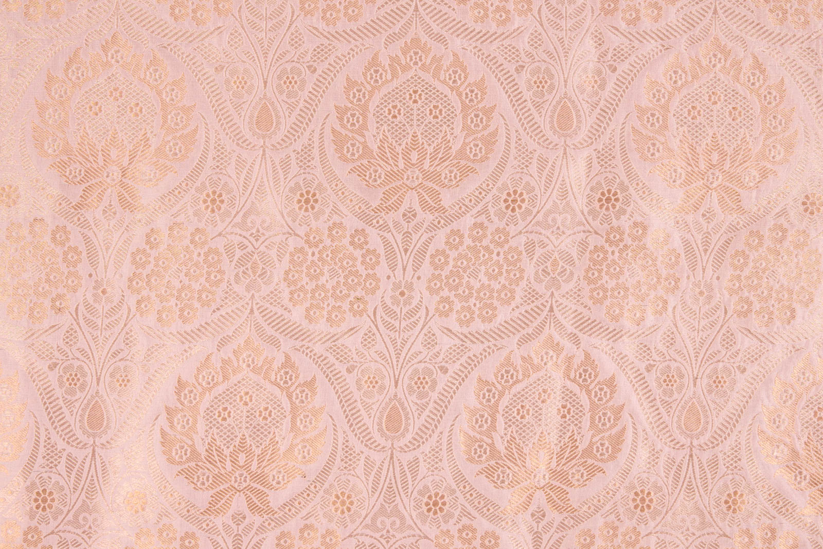 Pinkish Grey Handwoven Banarasi Brocade Fabric