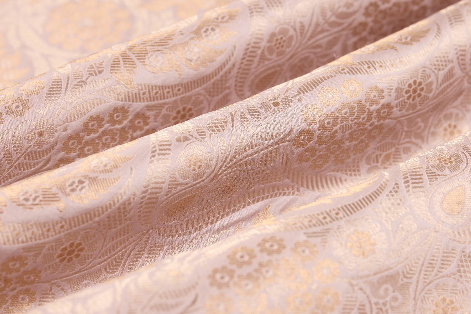 Pinkish Grey Handwoven Banarasi Brocade Fabric