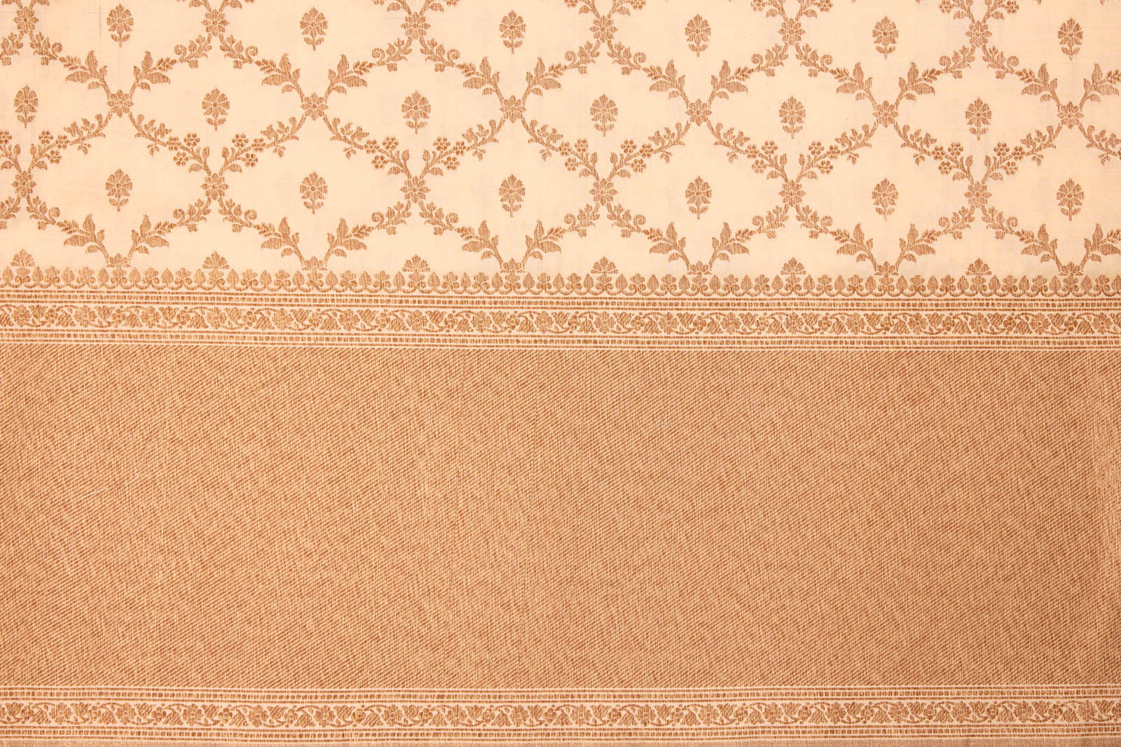 Beige Handwoven Banarasi Silk Fabric