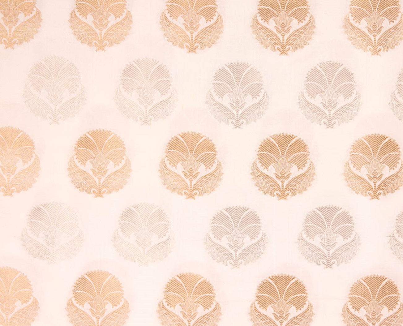 Off-White Handwoven Banarasi Silk Fabric