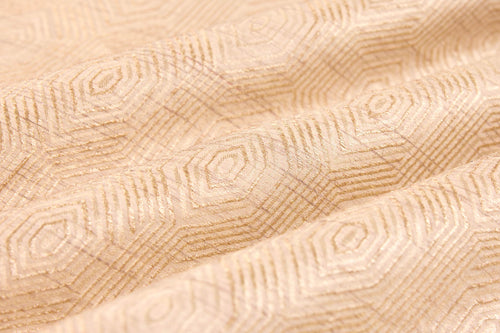 Beige Handwoven Banarasi Tussar Moonga Silk Fabric