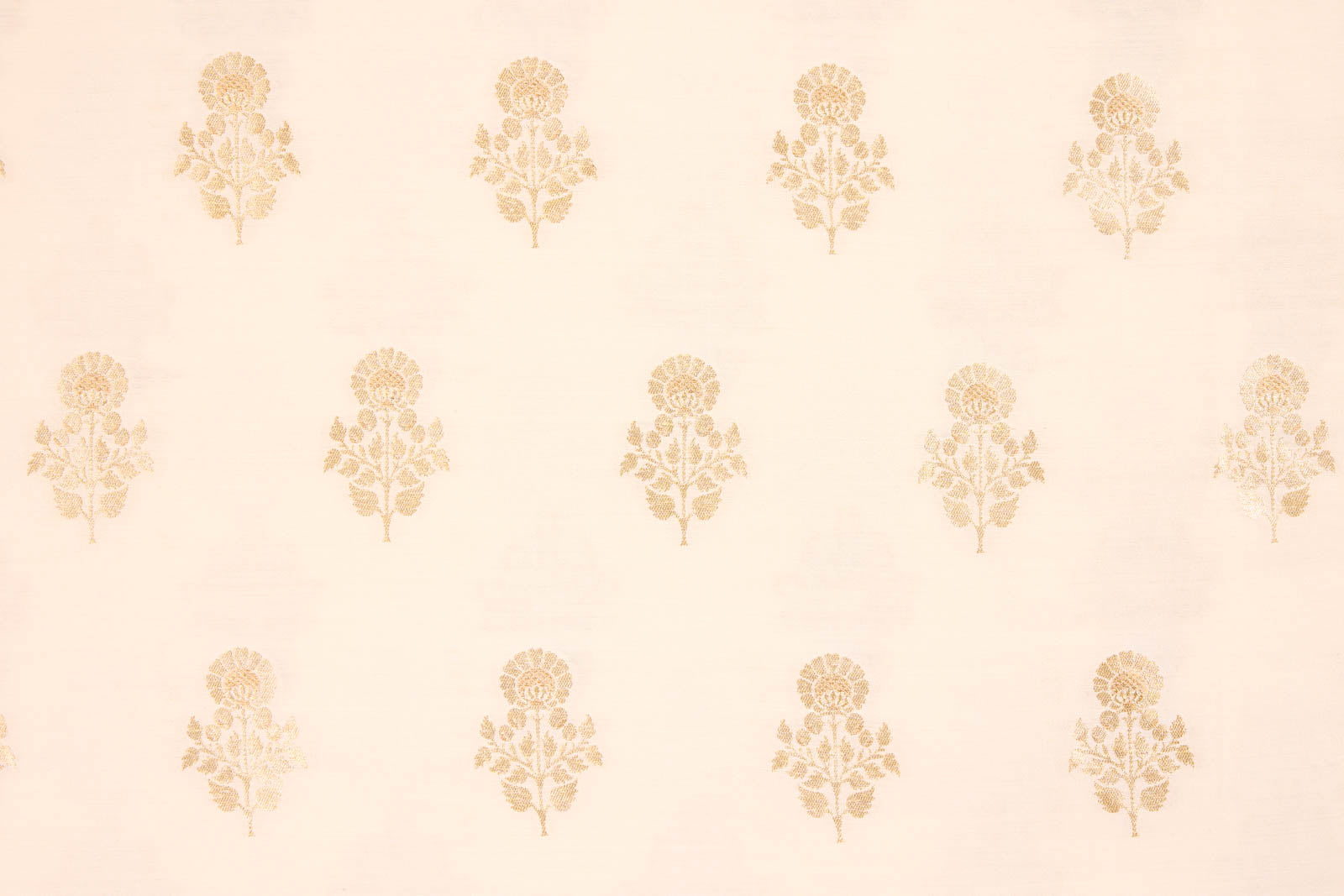 Off-White Handwoven Banarasi Moonga Silk Fabric