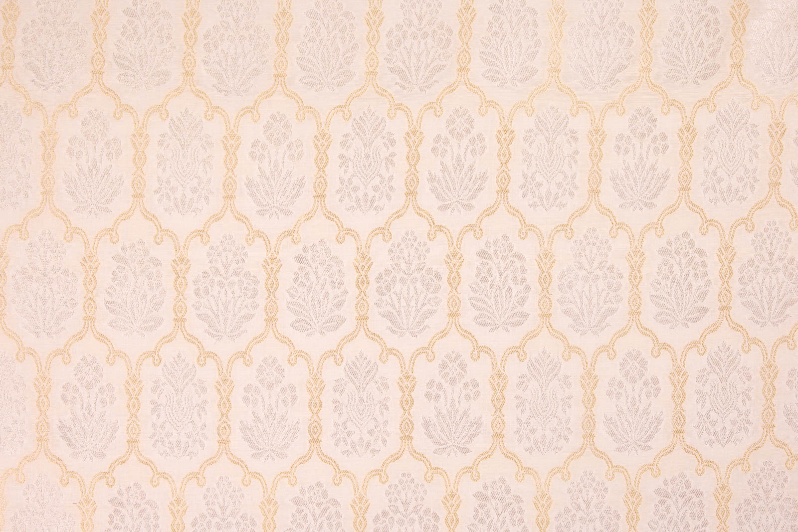 Off-White Handwoven Banarasi Moonga Silk Fabric