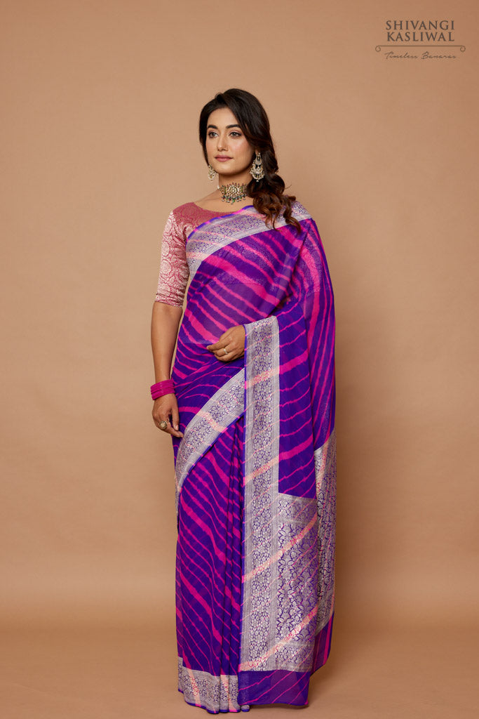 Kota Silk Leheriya Saree with Zari Border – Vidhi Singhania