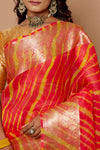 Orange Yellow Banarasi Organza Silk Leheriya Saree