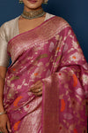 Onion Pink Handwoven Banarasi Kadhua Tussar Georgette Saree