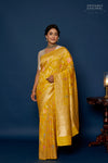 Yellow Handwoven Banarasi Kadhua Tussar Georgette Saree
