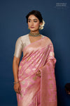 Pink Handwoven Banarasi Kadhua Tussar Georgette Saree