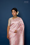 Baby Pink Handwoven Banarasi Kadhua Silk Saree