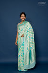 Shaded Blue Handwoven Banarasi Georgette Saree
