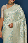 Mint Blue Handwoven Banarasi Georgette Saree