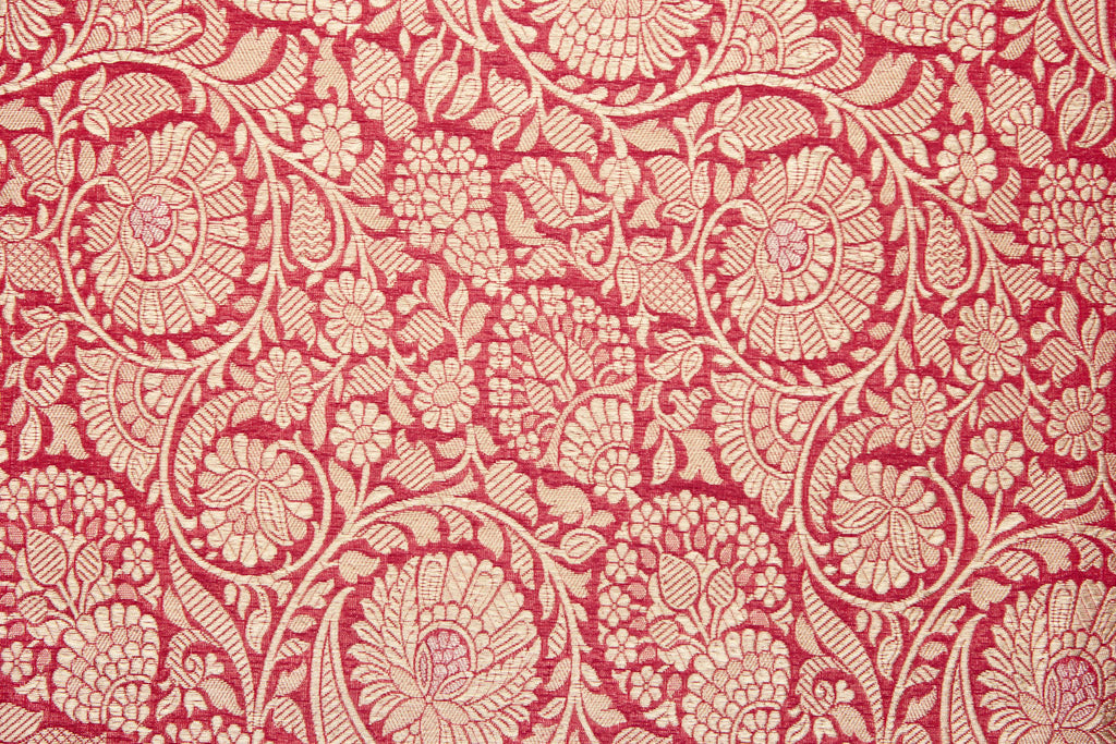 Pink Dual Tone Handwoven Banarasi Brocade Fabric