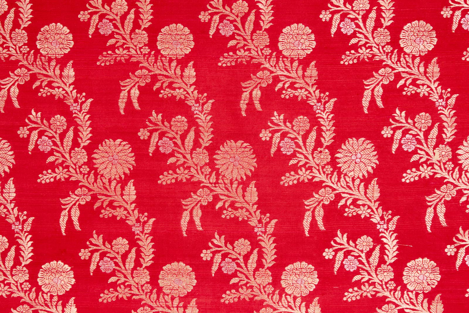 Red Handwoven Banarasi Raw Silk Fabric
