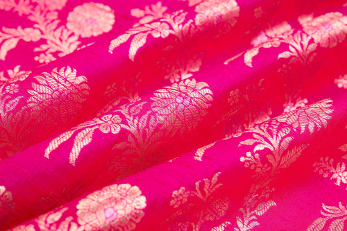 Fuchsia Pink Handwoven Banarasi Raw Silk Fabric