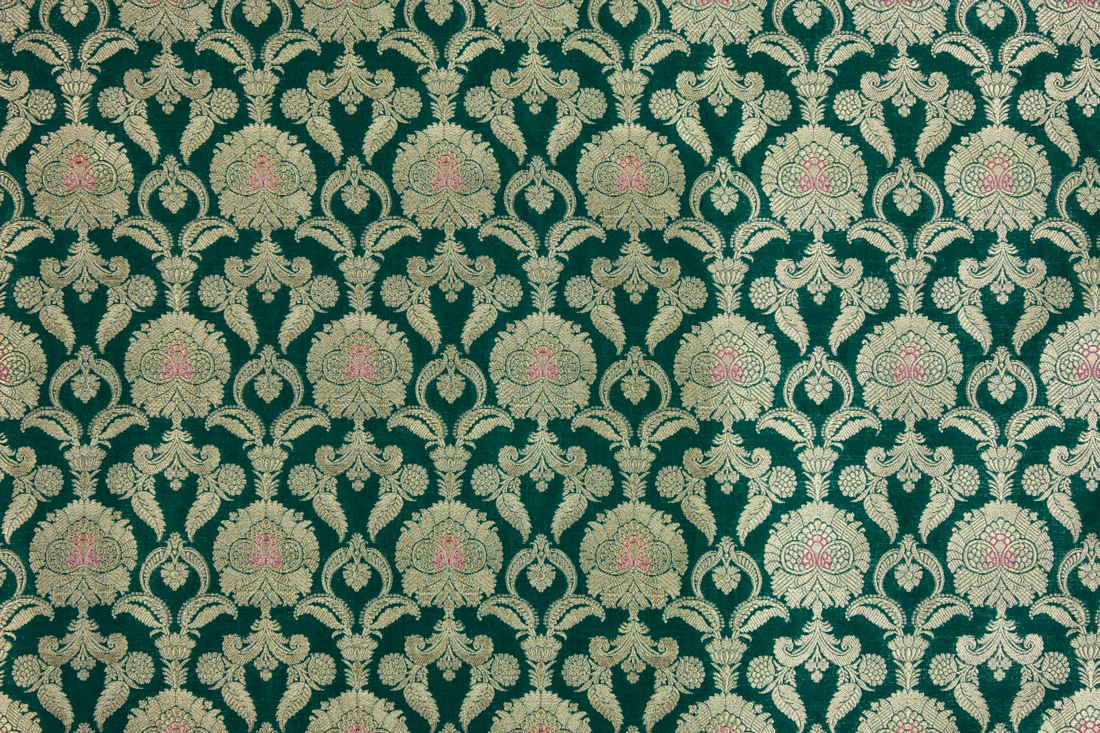 Bottle Green Handwoven Banarasi Silk Fabric