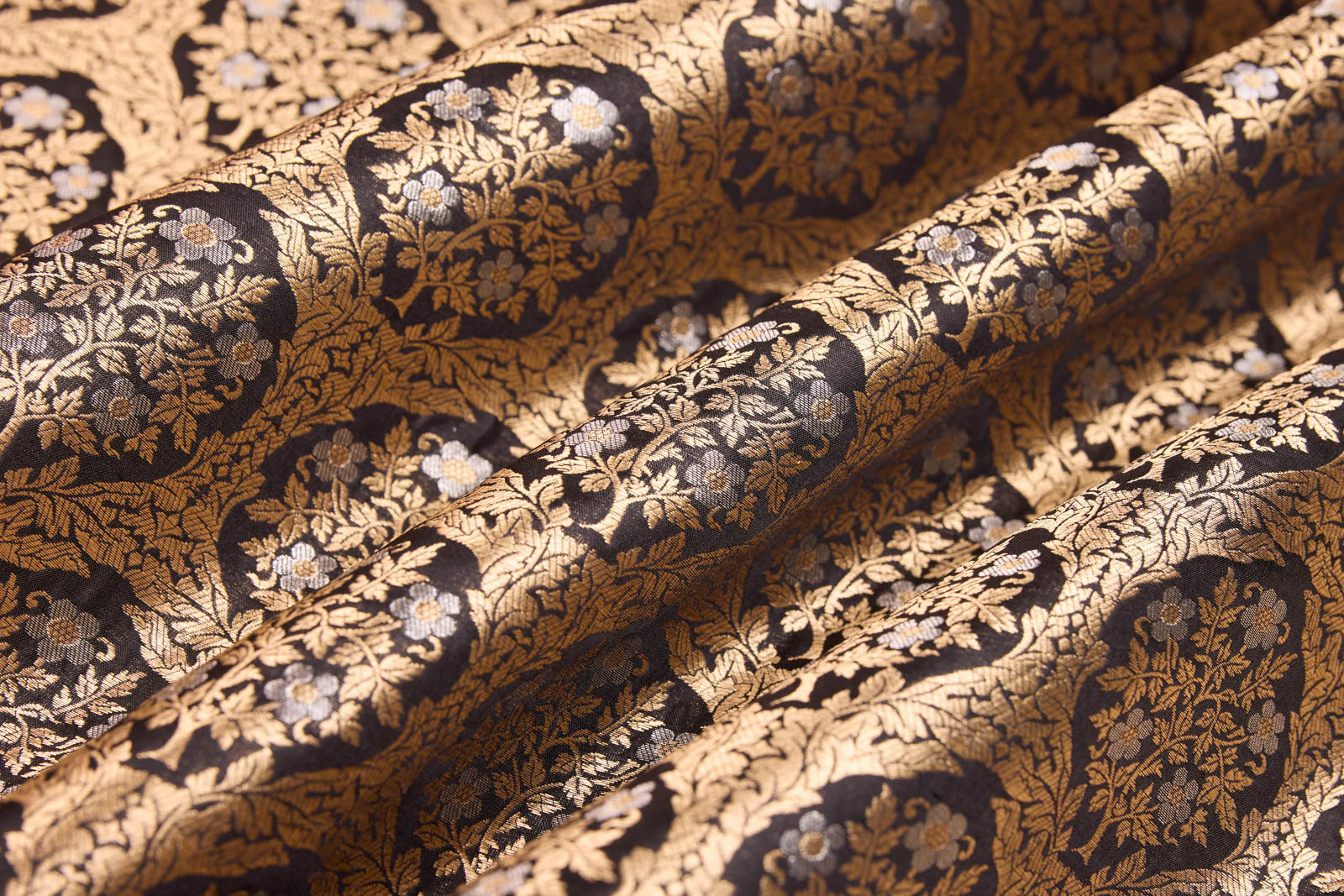 Black Handwoven Banarasi Silk Fabric