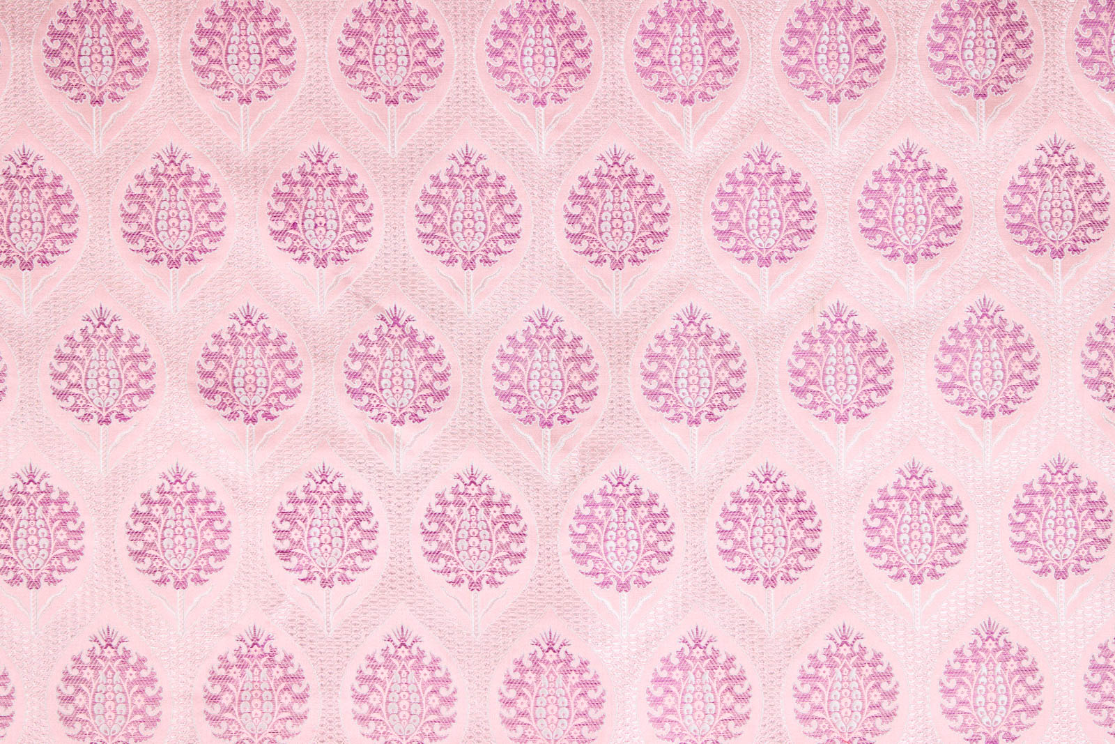 Onion Pink Handwoven Banarasi Satin Silk Fabric