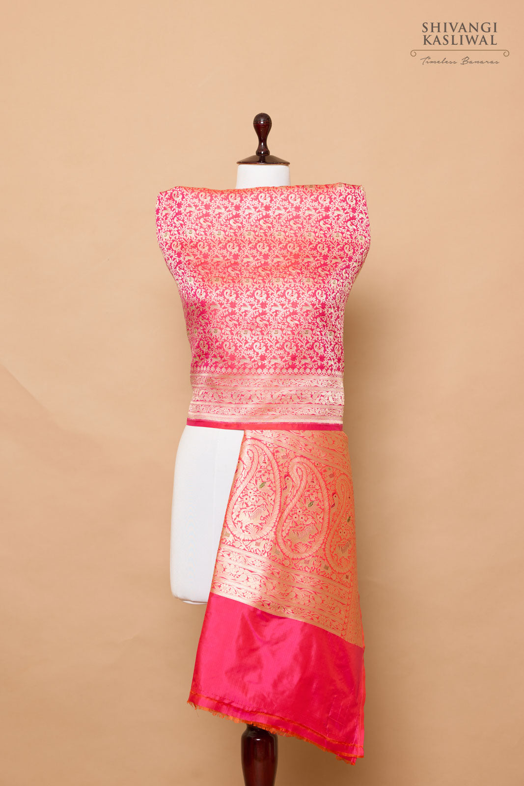 Pink Dual Tone Handwoven Banarasi Silk Dupatta