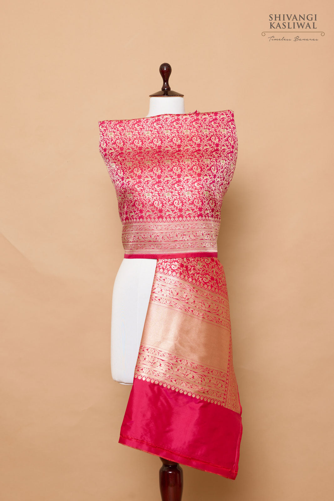 Pink Dual Tone Handwoven Banarasi Silk Dupatta