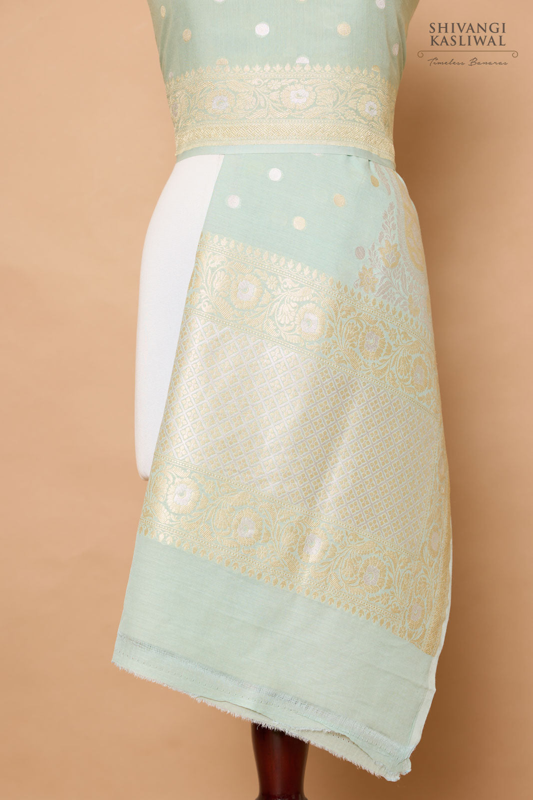 Powder Blue Handwoven Banarasi Moonga Dupatta