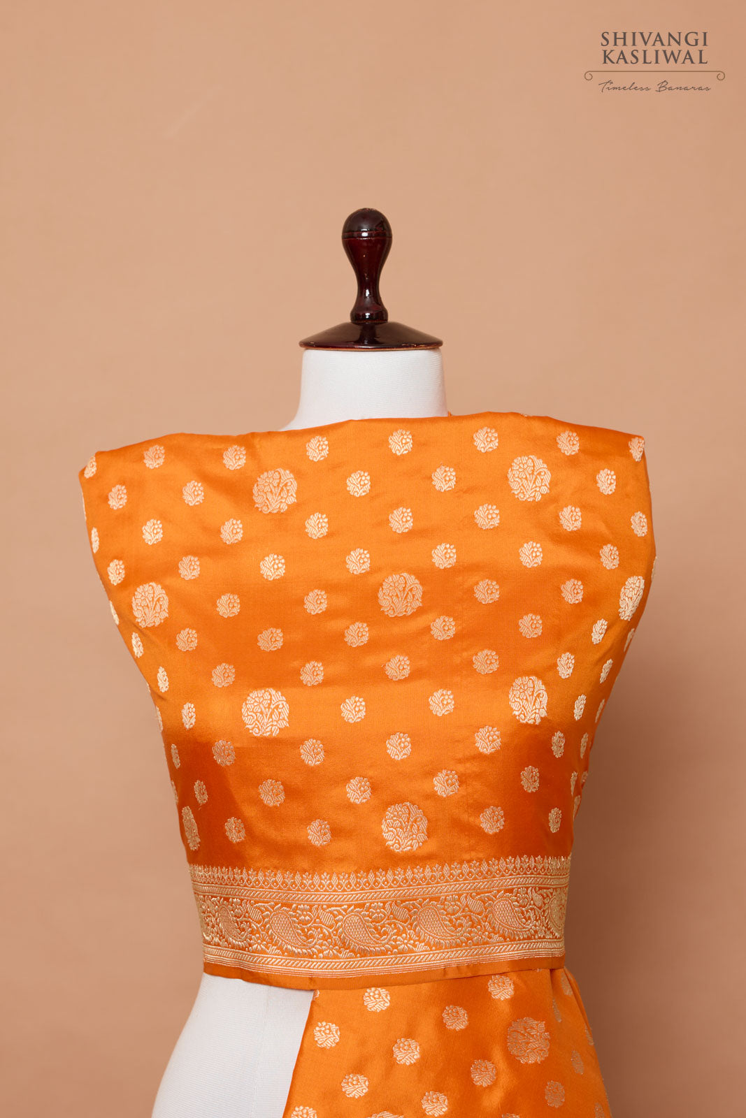 Orange Handwoven Banarasi Kadhua Silk Dupatta