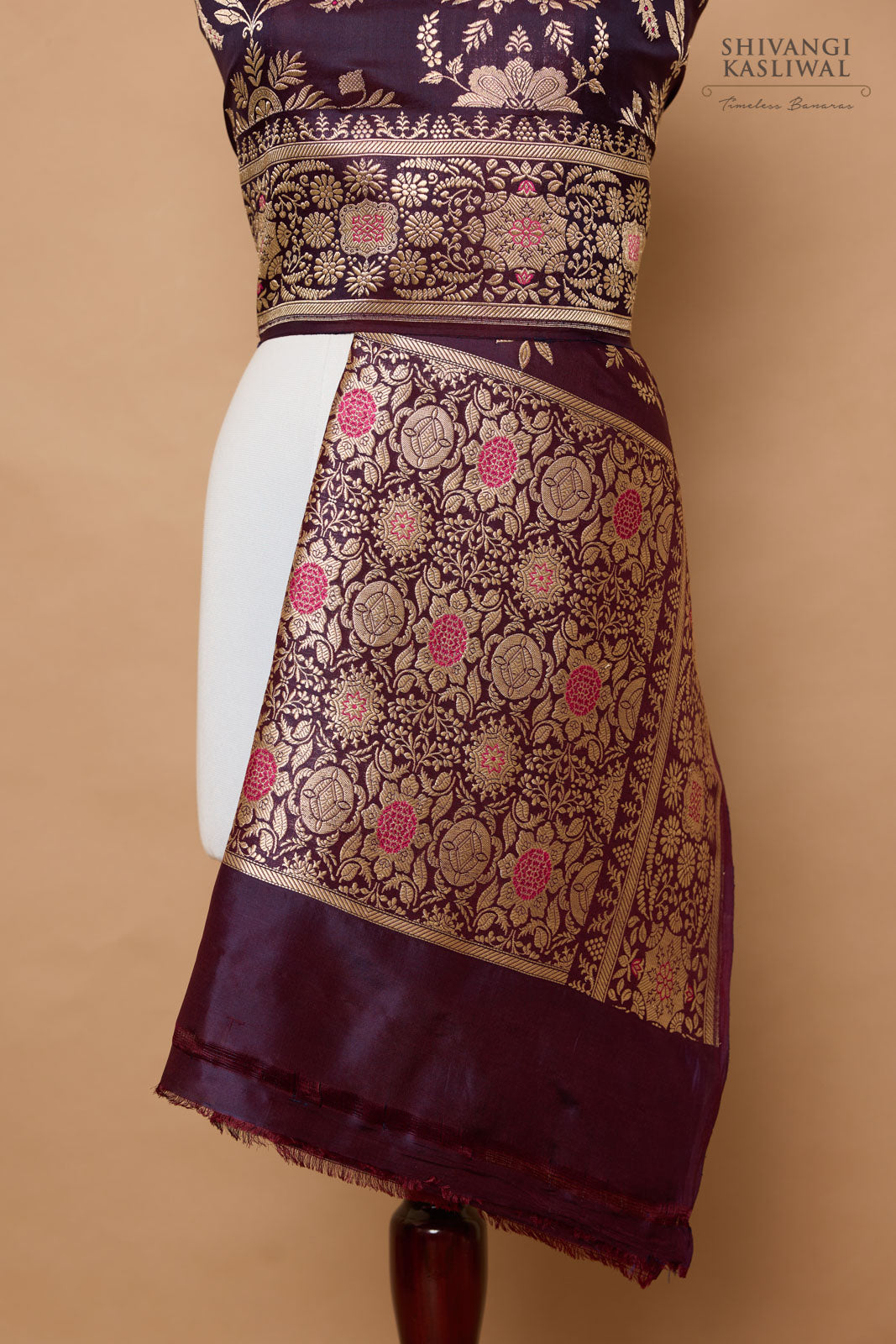 Wine Handwoven Banarasi Silk Dupatta