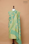 Turquoise Blue Handwoven Banarasi Georgette Suit Piece