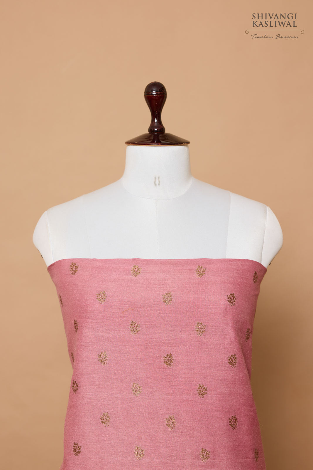 Onion Pink Handwoven Banarasi Moonga Silk Suit Piece