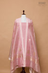 Baby Pink Handwoven Banarasi Chiniya Silk Suit Piece