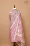 Baby Pink Handwoven Banarasi Chiniya Silk Suit Piece