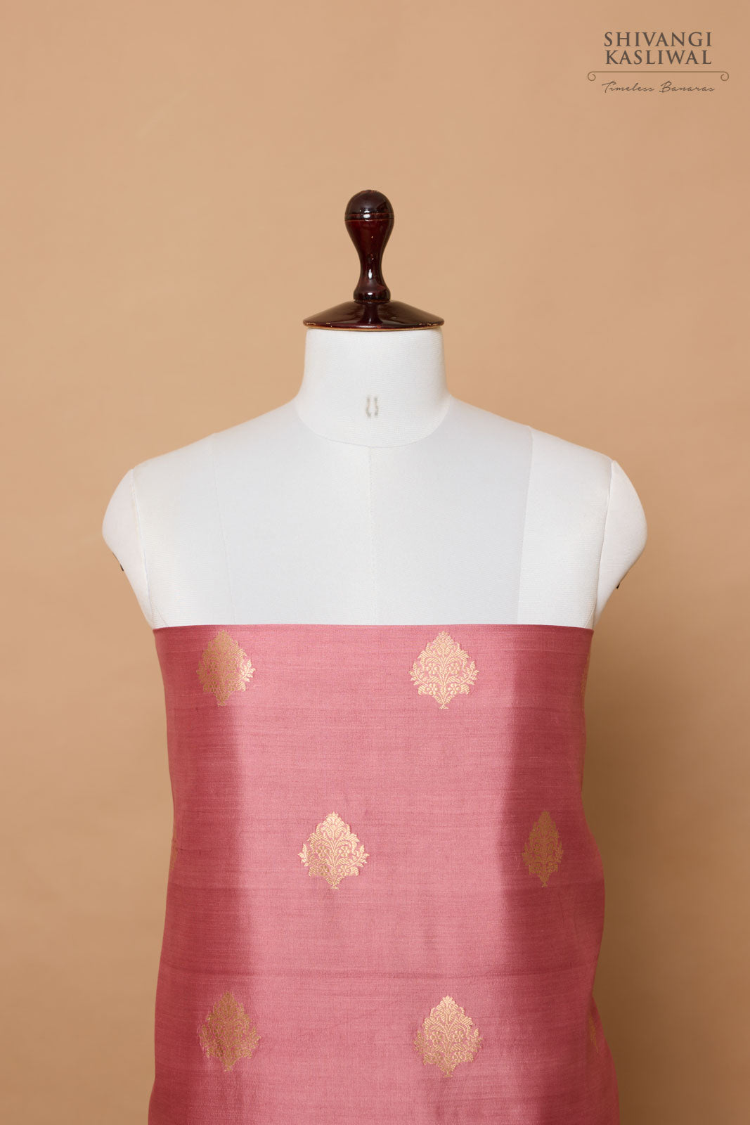 Onion Pink Handwoven Banarasi Chiniya Silk Suit Piece