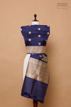 Navy Blue Handwoven Banarasi Kadhua Silk Dupatta