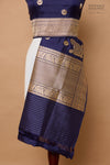 Navy Blue Handwoven Banarasi Kadhua Silk Dupatta